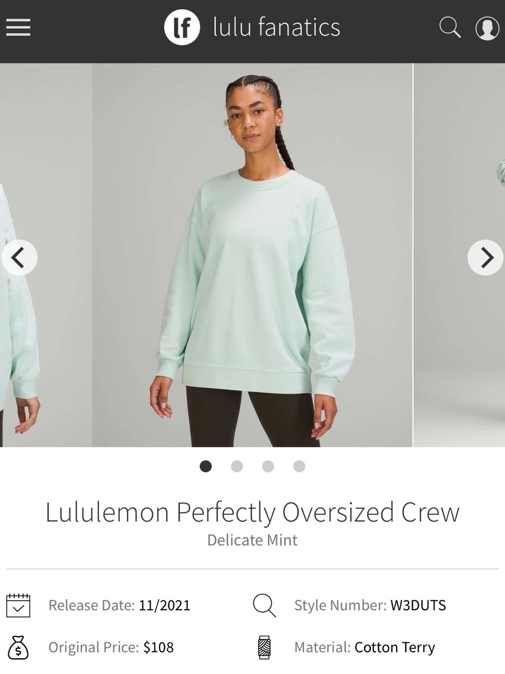 Lululemon Perfectly Oversized Crew DELM 12